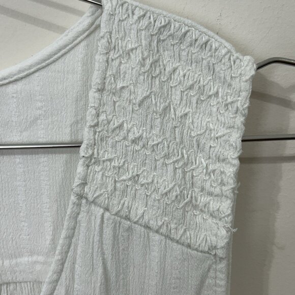 KNOX ROSE Maxi Dress S White Faux Wrap Tiered Seersucker Beachcore Resort - Picture 6 of 13